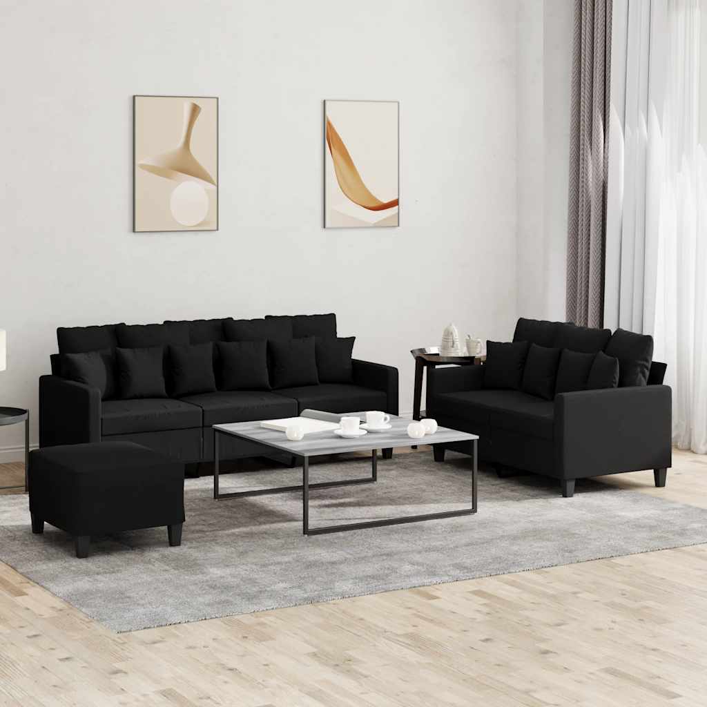 2-tlg. Sofagarnitur mit Kissen Braun Stoff