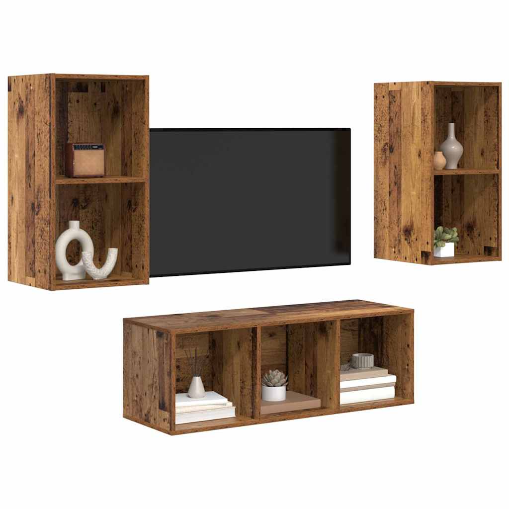 3-tlg. TV-Schrank-Set Weiß Holzwerkstoff