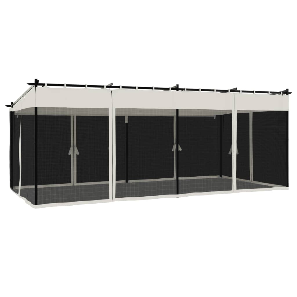 Pavillon mit Netzwände Creme 3x3 m Stahl
