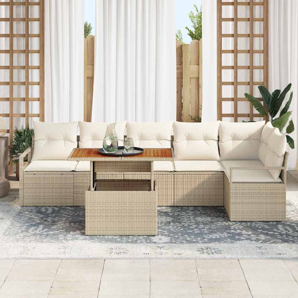 Garten Essgruppe mit Kissen 7 pcs Schwarz und Creme