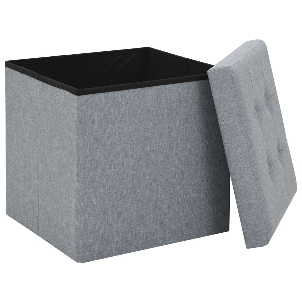 Hocker mit Stauraum Cremeweiß Leinenoptik