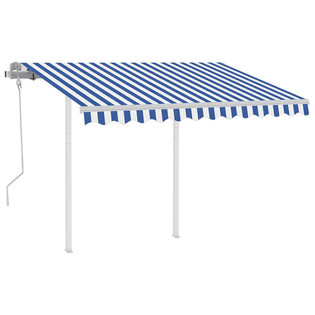 Markise Manuell Einziehbar mit Pfosten 3x2,5 m Creme