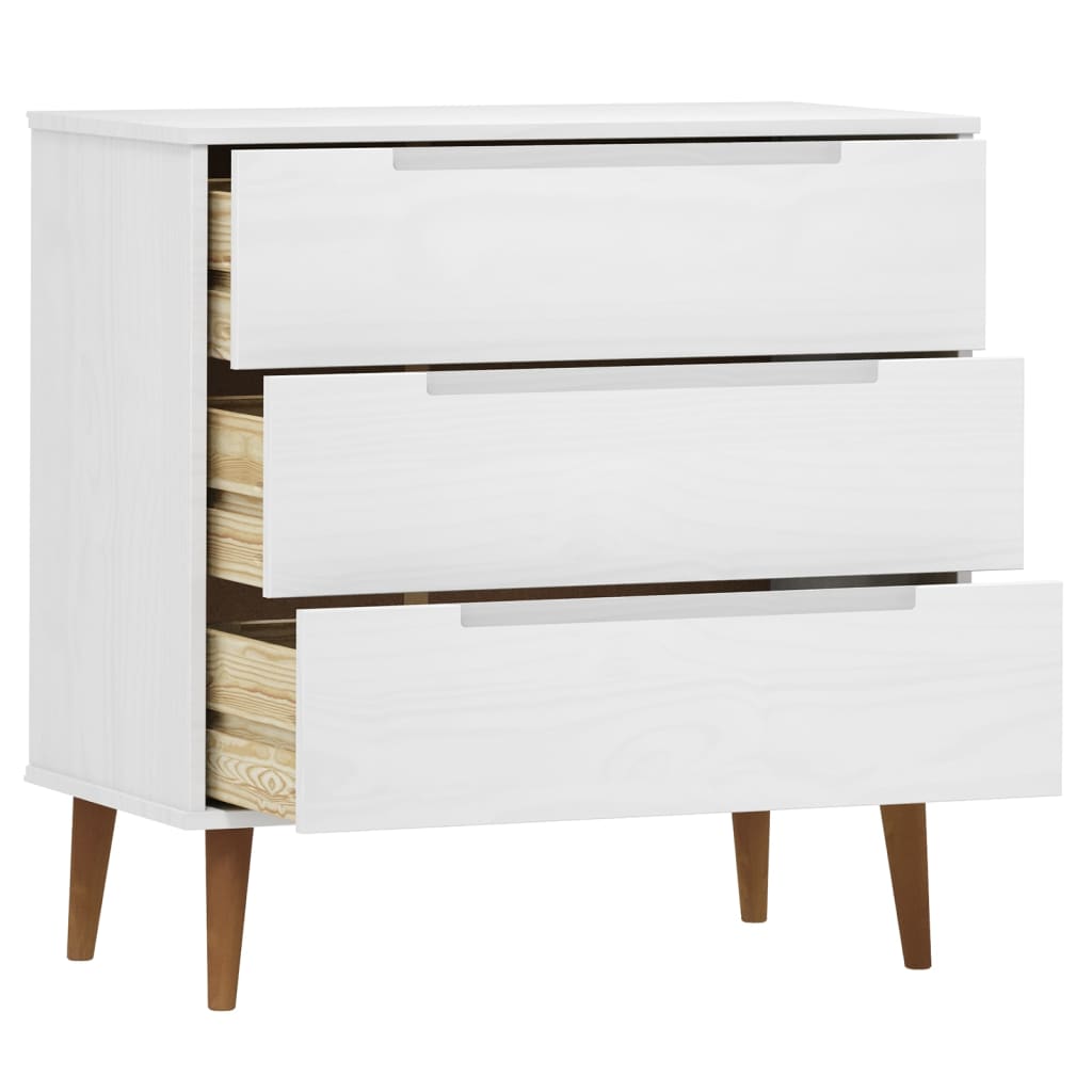 Schubladenschrank MOLDE Braun 80x40x80 cm Massivholz Kiefer