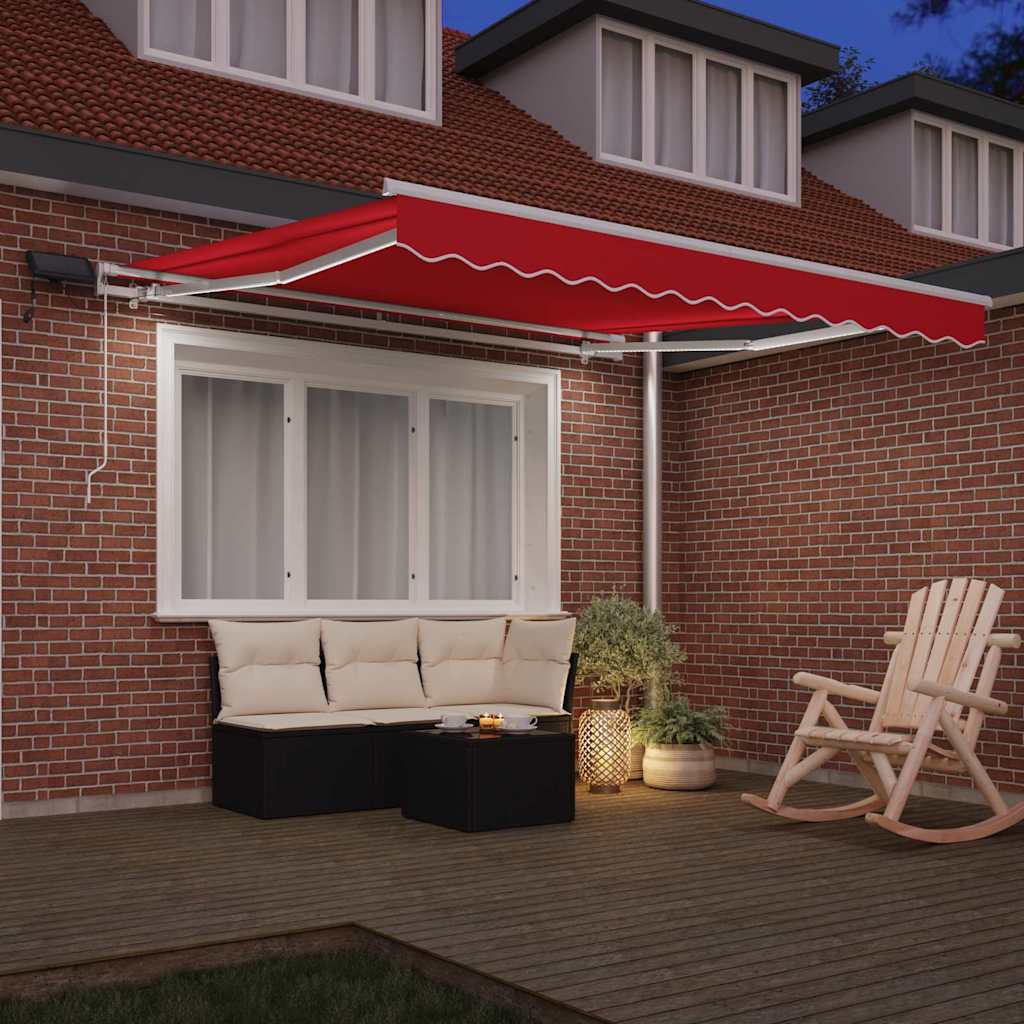 Markise Manuell Einziehbar mit LED 300x250 cm Blau und Weiß
