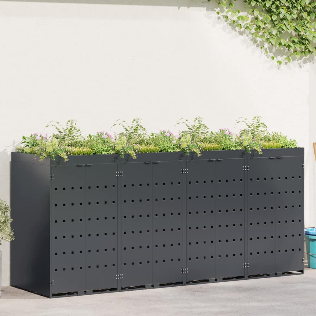 Mülltonnenbox für 2 Tonnen Schwarz 138x79x117 cm Stahl