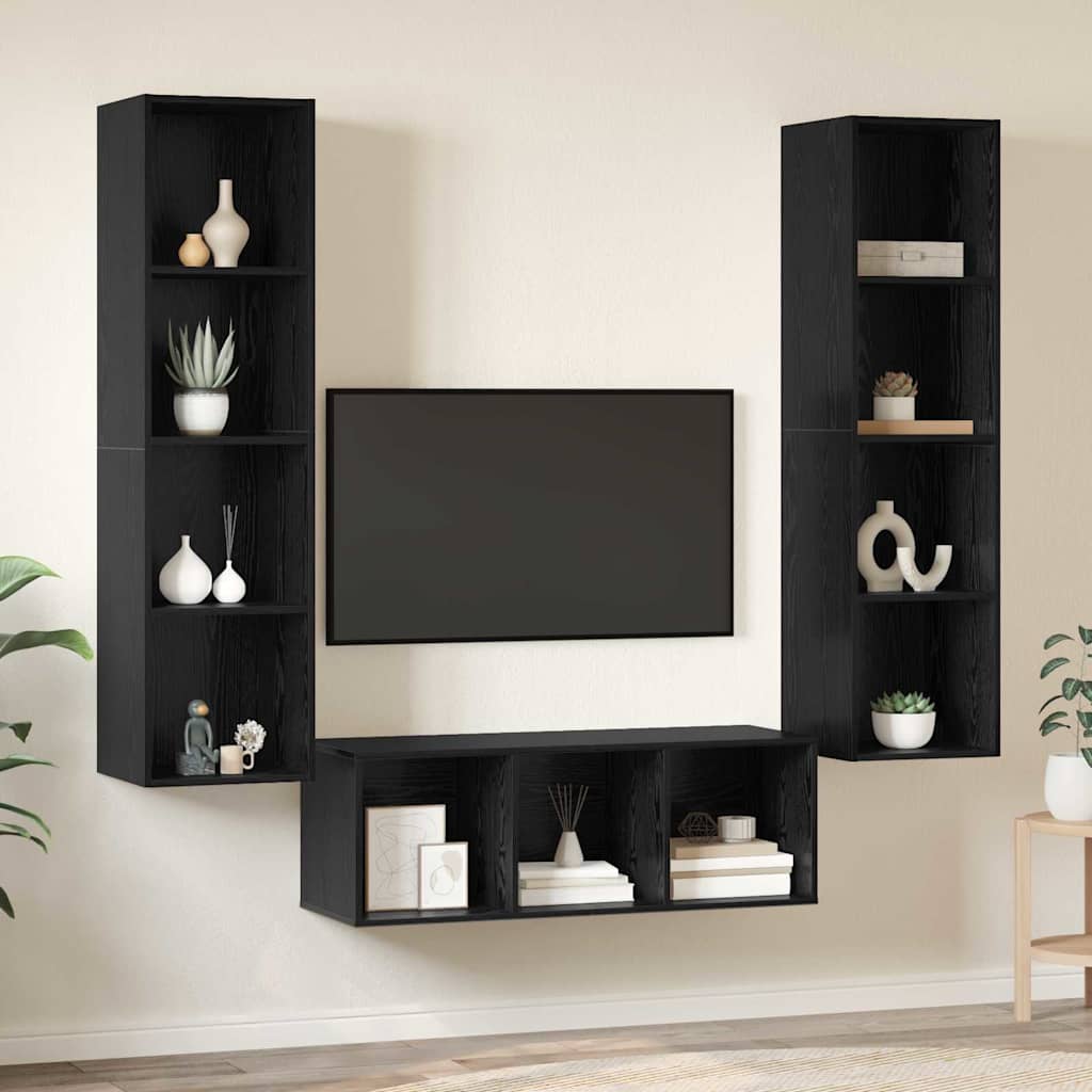3-tlg. TV-Schrank-Set Weiß Holzwerkstoff