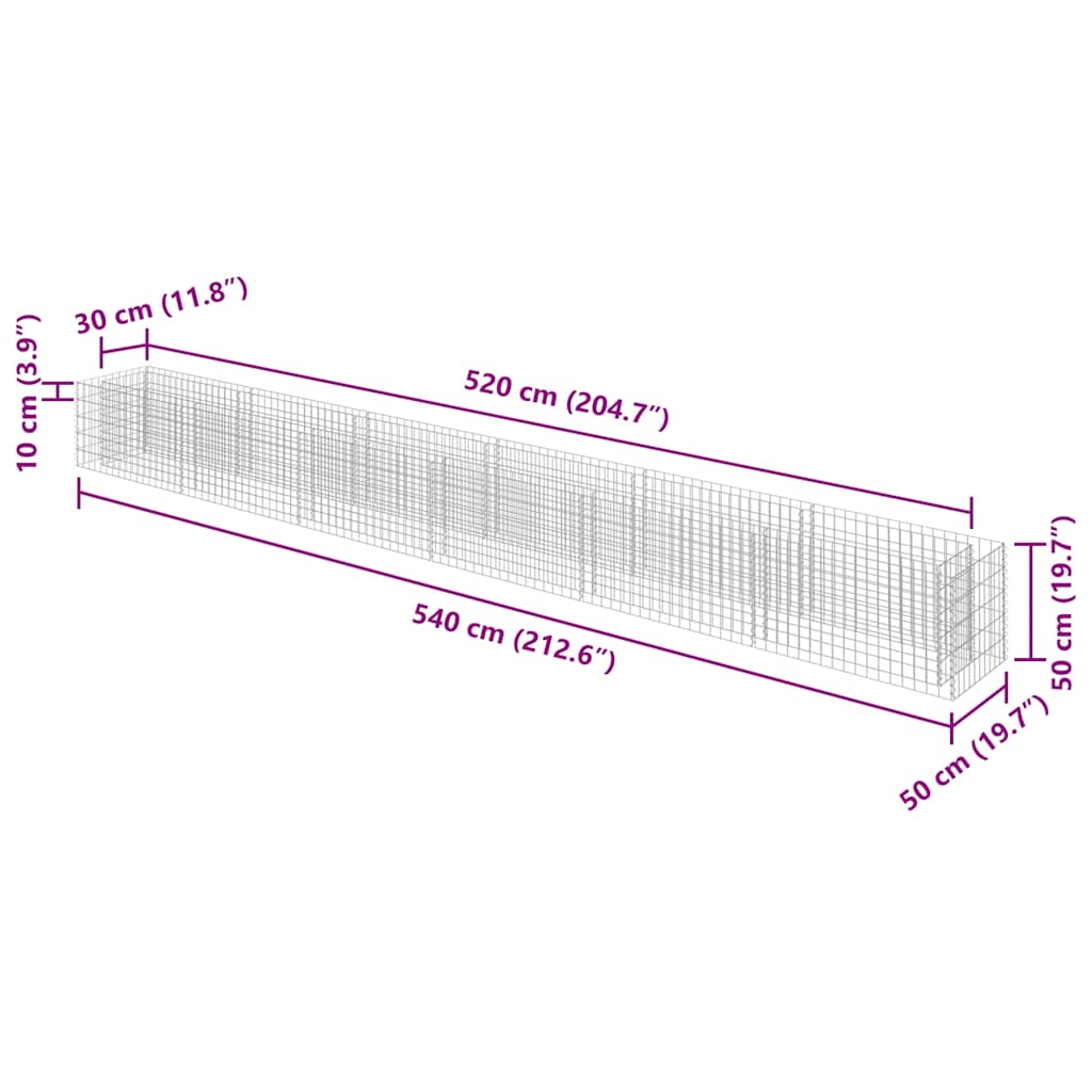 Gabionen-Hochbeet Verzinkter Stahl 450×90×100 cm