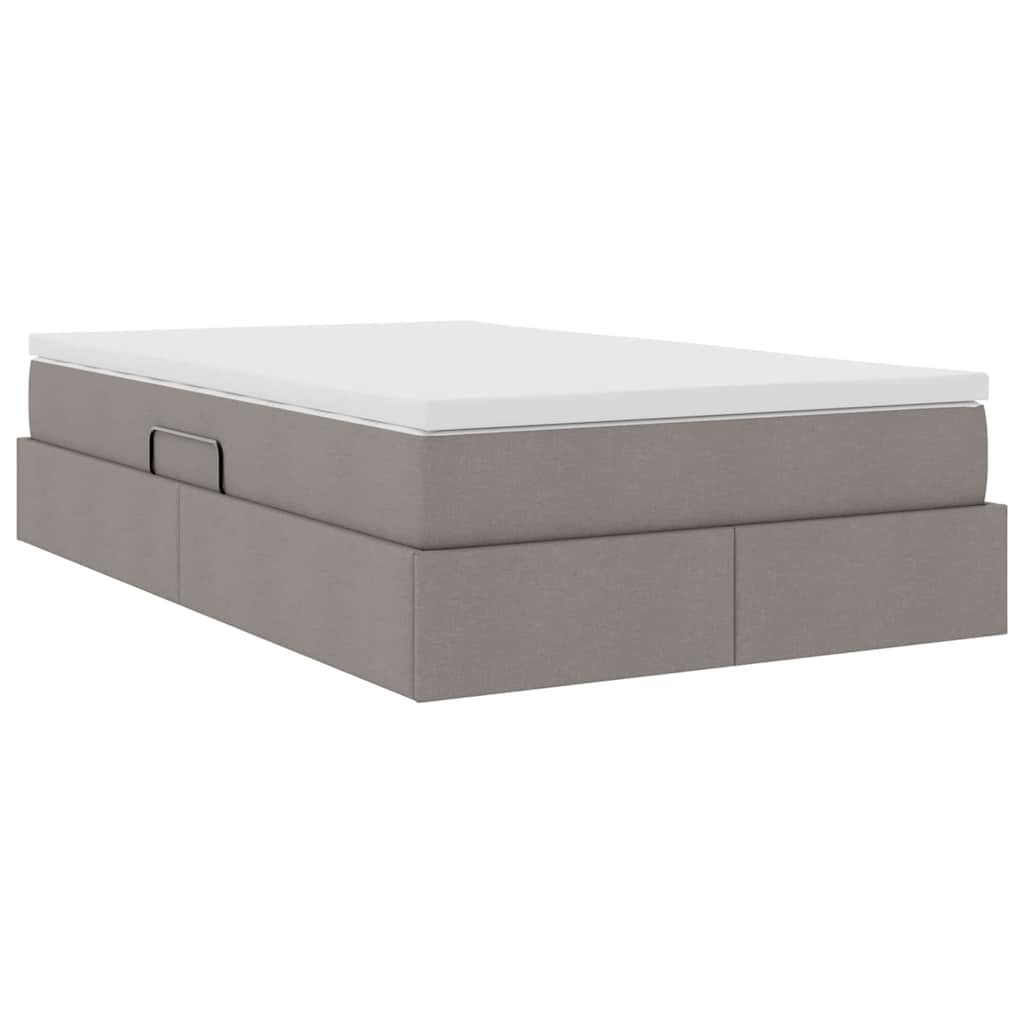 Aufbewahrungsbett mit Matratze Hellgrau 90 x 190 cm Polyester