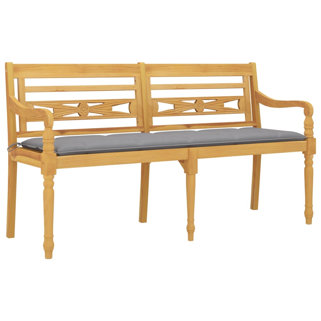 Batavia-Bank mit Anthrazit Kissen 150 cm Massivholz Teak