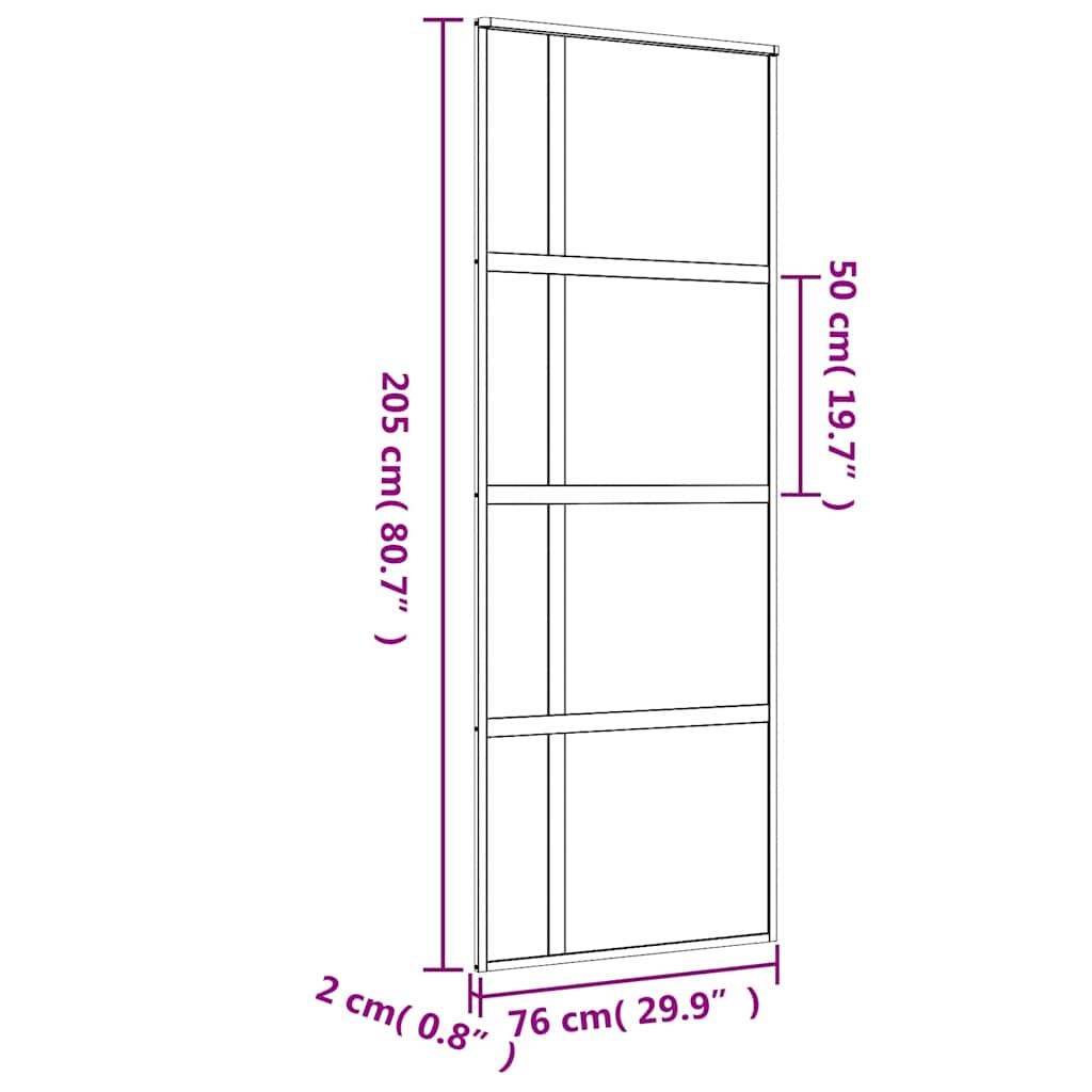 Schiebetür ESG-Glas und Aluminium 76x205 cm Schwarz