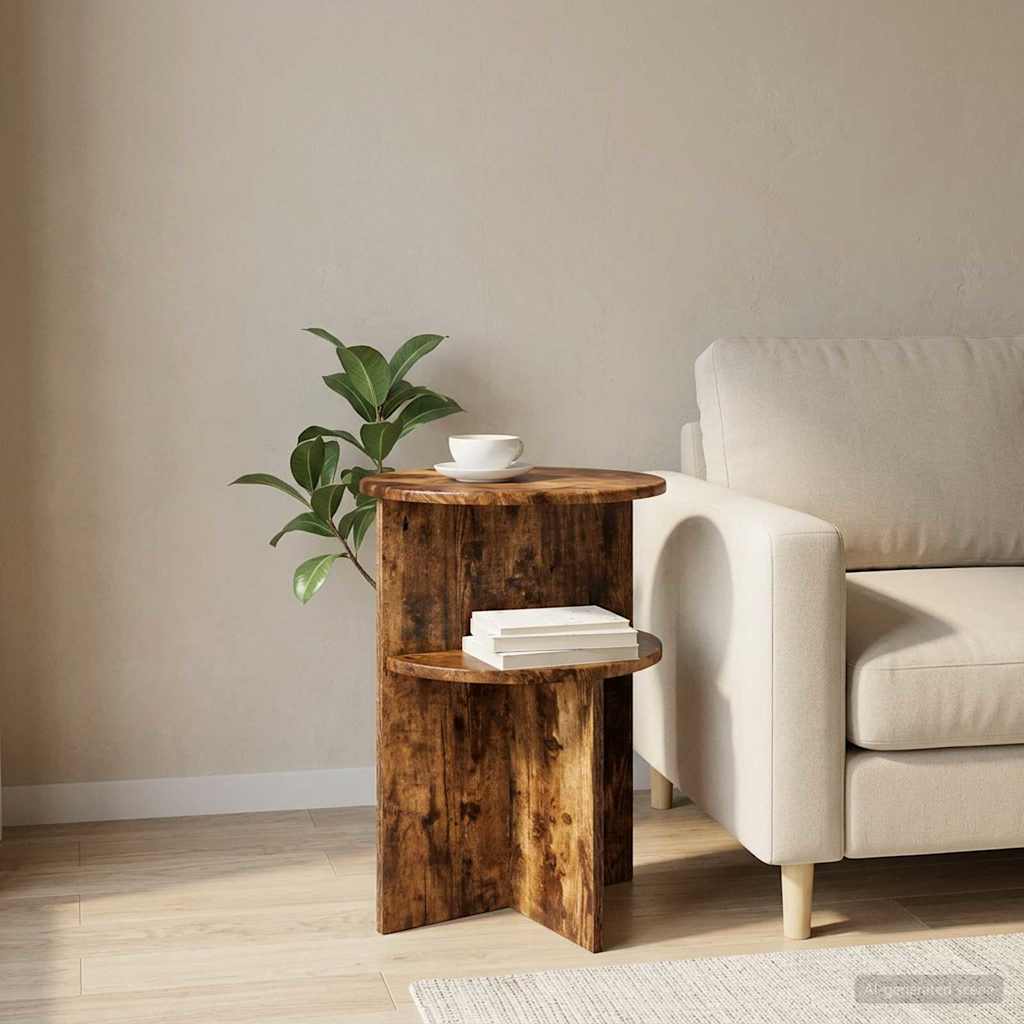 Beistelltisch mit Speicher Weiß Ø 39,5 x 55 cm Holzwerkstoff