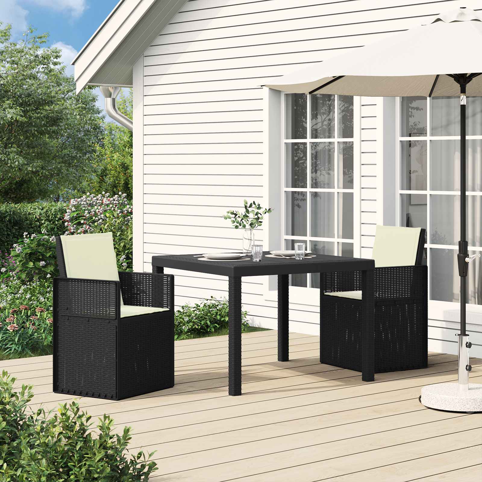 Garten Esszimmerstühle 2 pcs Weiß und Hellgrau PP