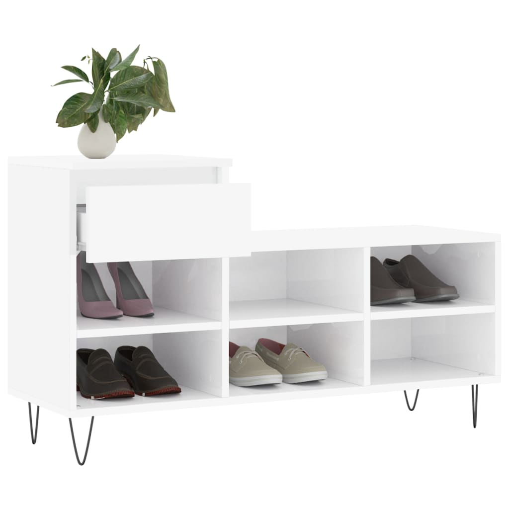 Schuhregal Weiß 102x36x60 cm Holzwerkstoff
