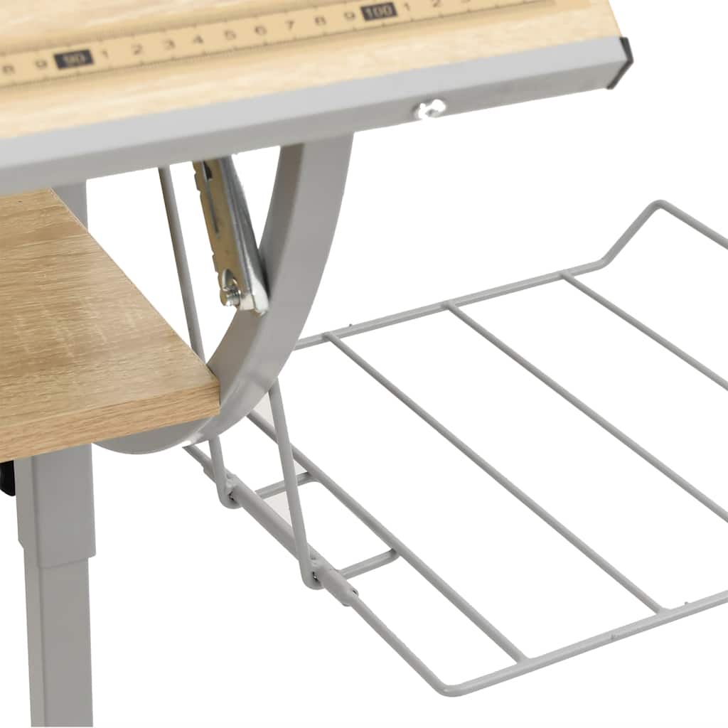 Basteltisch Weiß & Grau 110x53x(58-87) cm Holzwerkstoff & Stahl