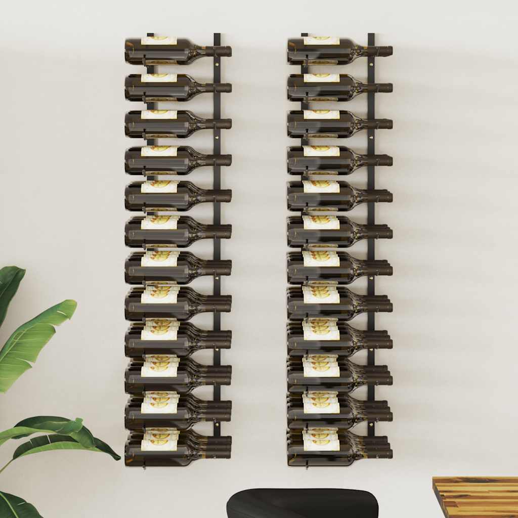 Wand-Weinregal für 24 Flaschen Schwarz Eisen