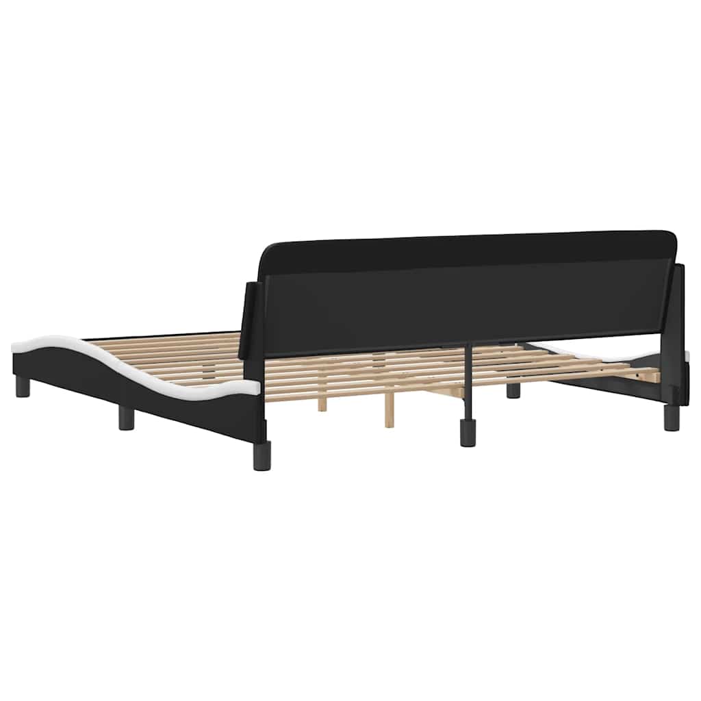 Bettgestell Dover Schwarz-Weiß 90x190 cm Kunstleder