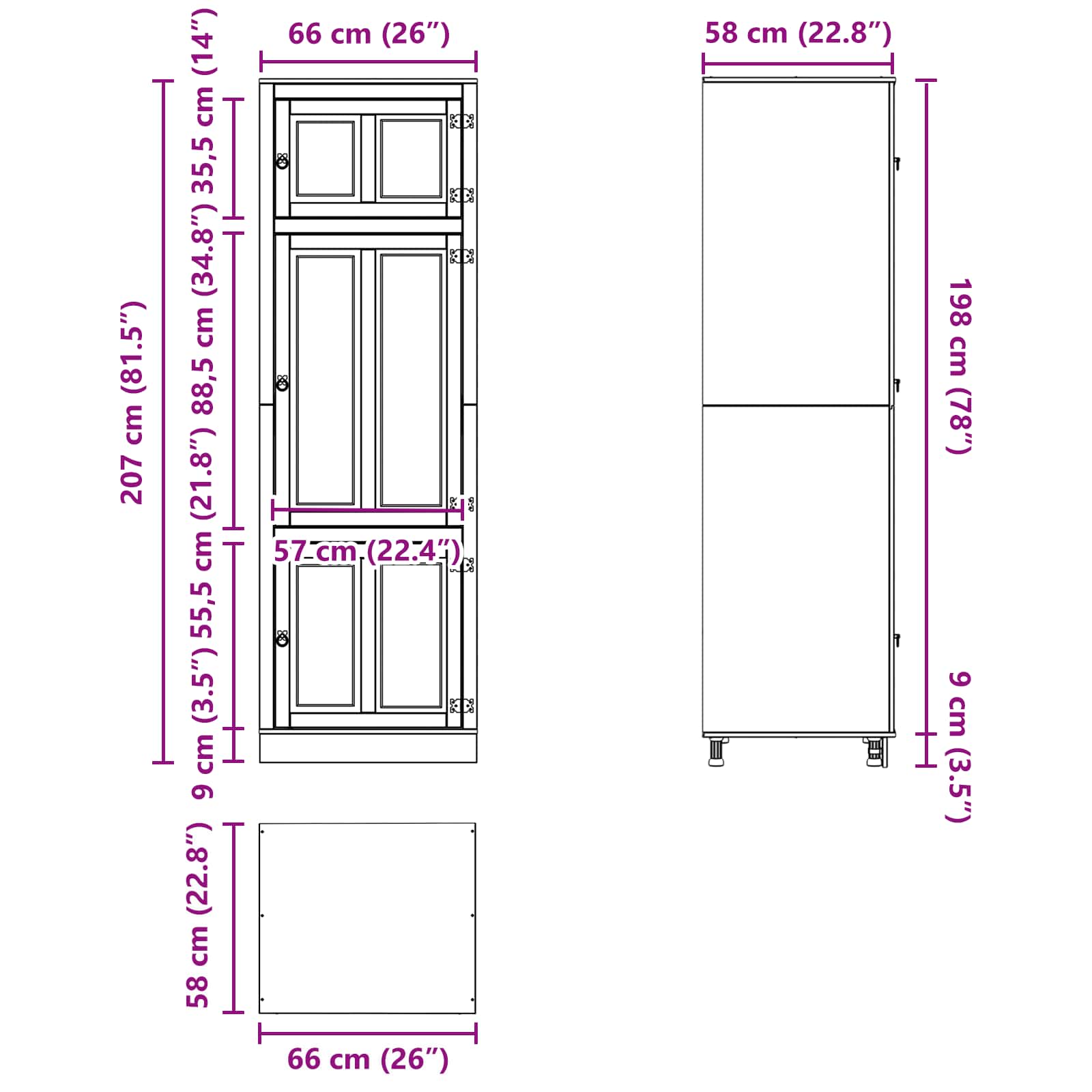 Schrank SKI Honigbraun 60 x 46 x 81,5 cm Massives Kiefernholz