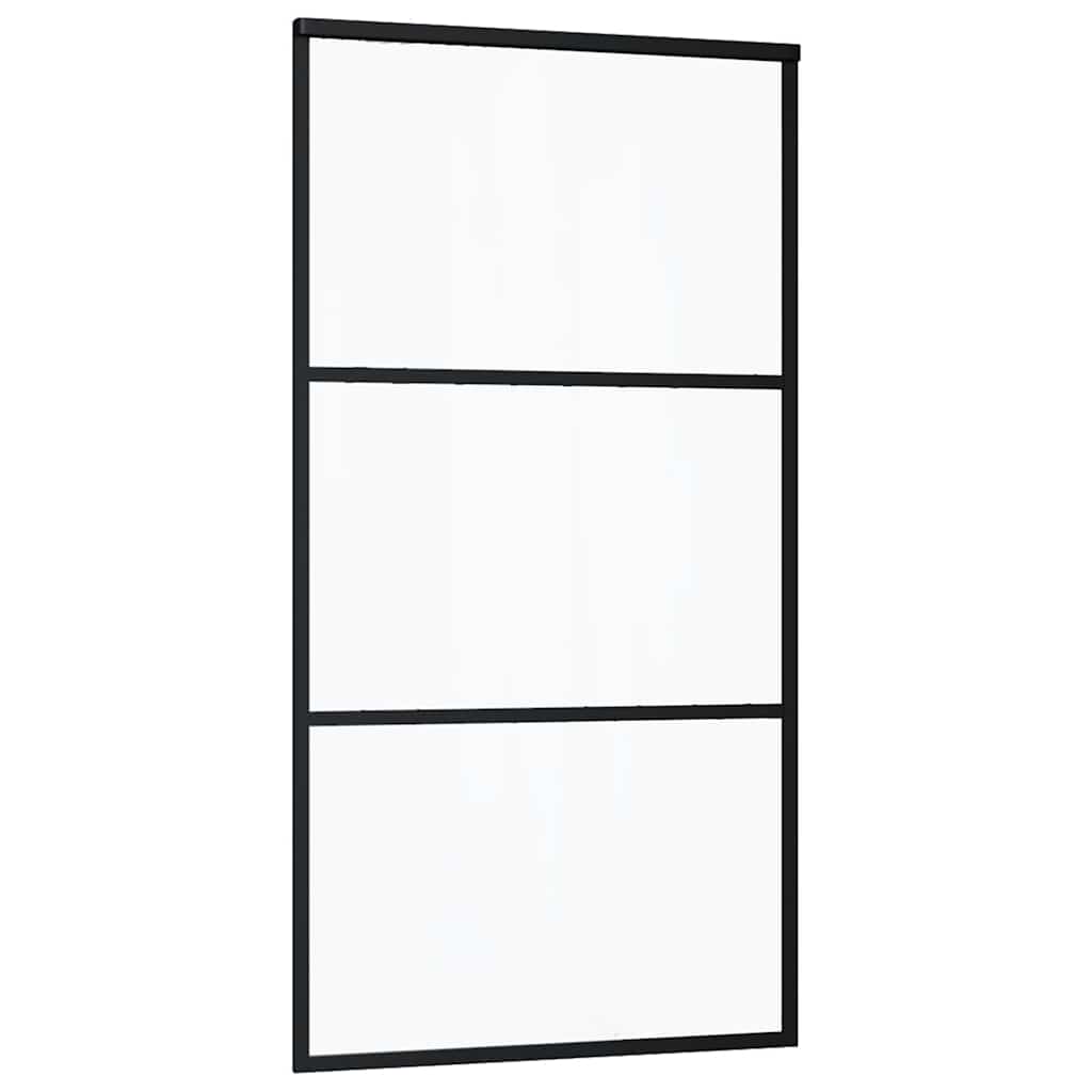 Schiebetür mit Beschlag Schwarz 76x205 cm ESG-Glas
