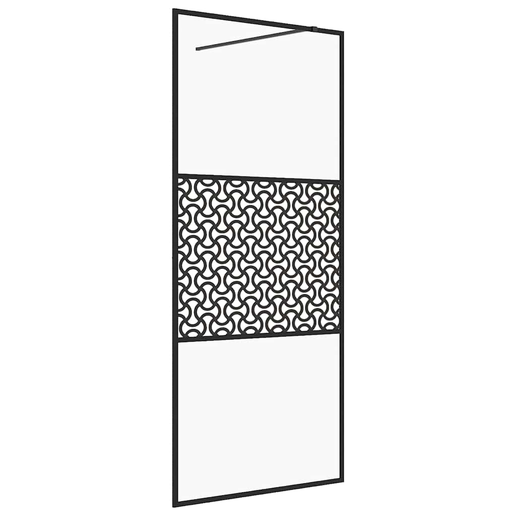 Duschwand für Begehbare Dusche Schwarz 100x195 cm ESG-Glas Klar