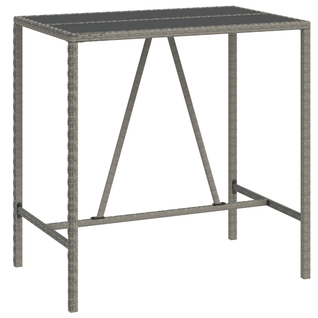 Bartisch mit Glasplatte Schwarz 110x70x110 cm Poly Rattan