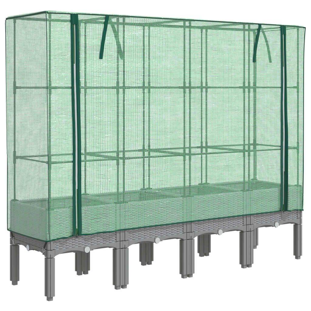 Hochbeet mit Gewächshaus-Aufsatz Rattan-Optik 40x40x140 cm