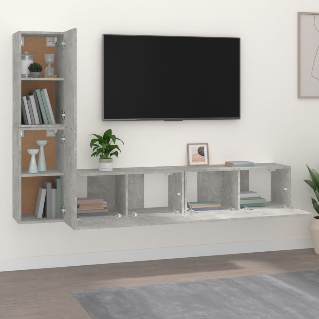 4-tlg. TV-Schrank-Set Weiß Holzwerkstoff