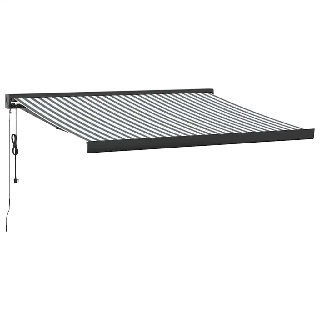 Markise Einziehbar Blau und Weiß 4x3 m Stoff und Aluminium