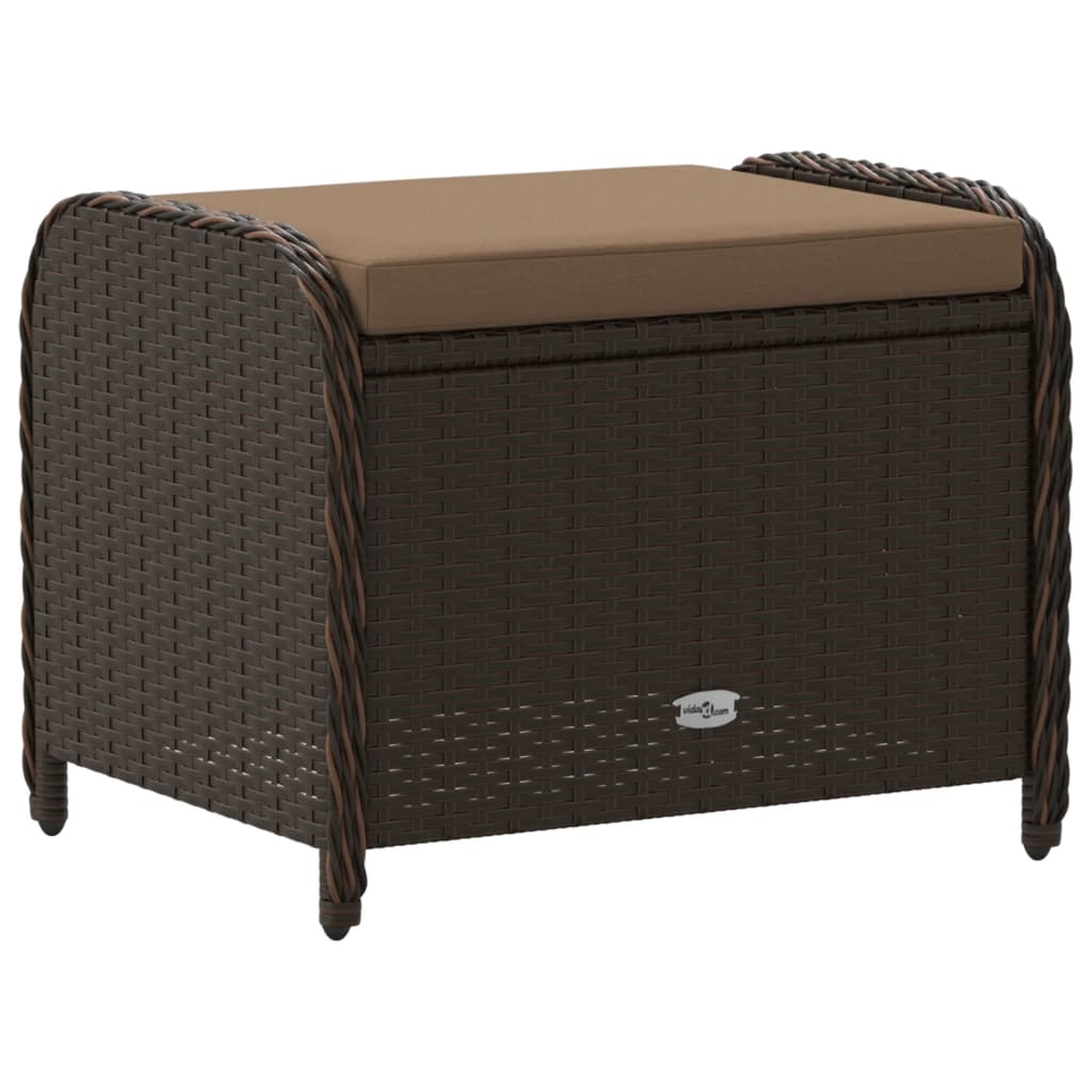 Gartenhocker mit Kissen Schwarz 58x46x46 cm Poly Rattan