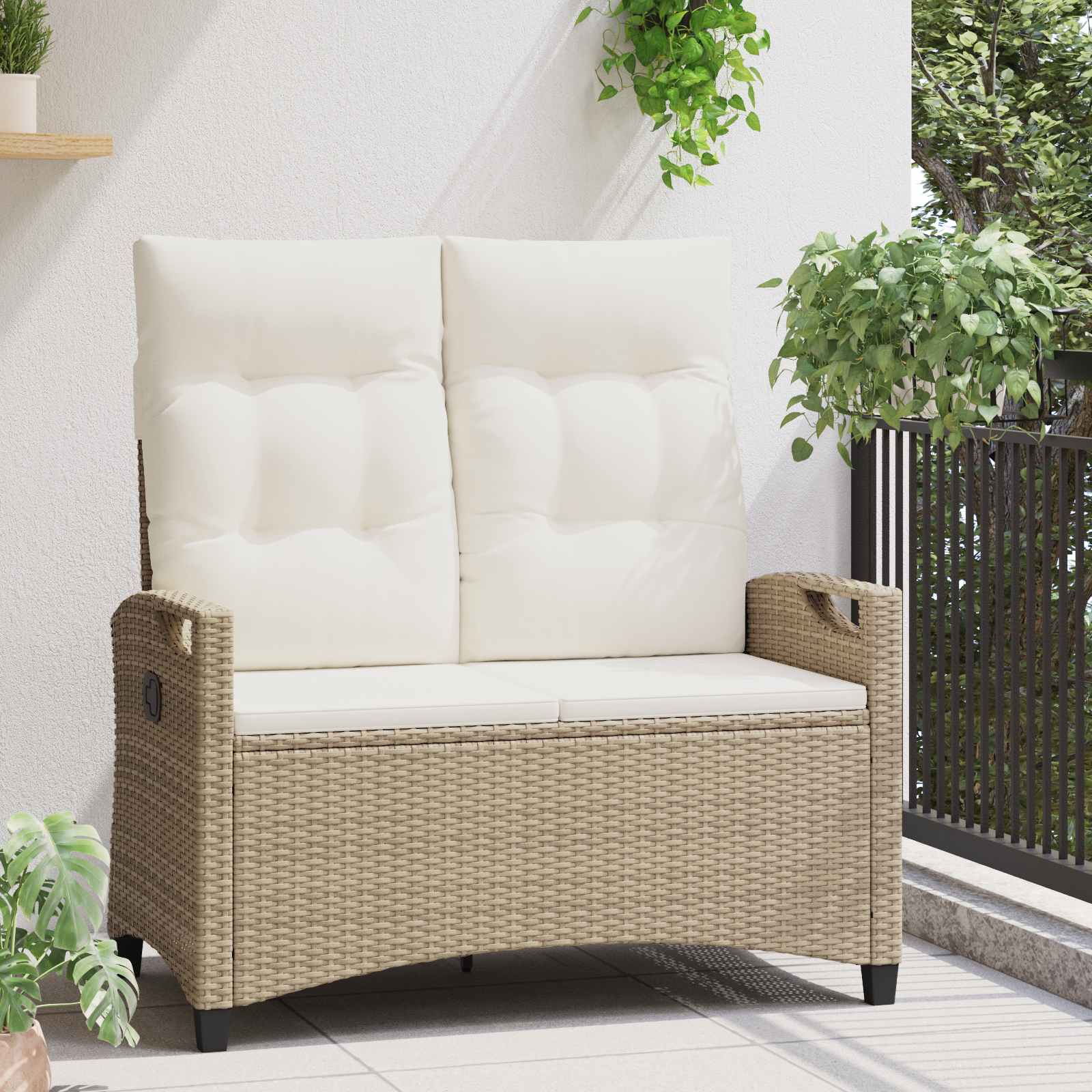 Gartenbank Schwarz 105 x 60 x 112 cm Stahl und Polyester
