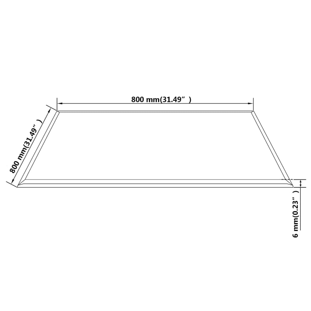 Tischplatte aus gehärtetem Glas quadratisch 700x700 mm