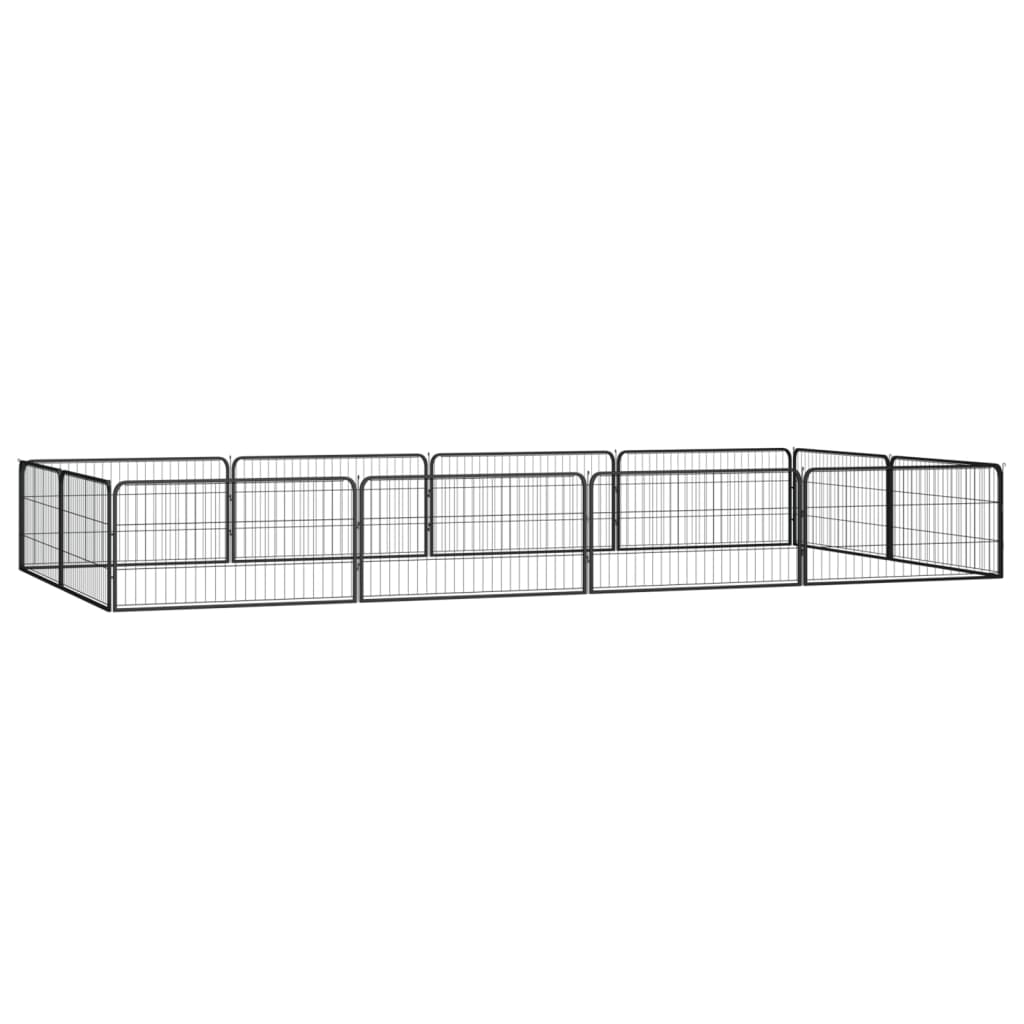 4-tlg. Hundelaufstall Schwarz 100x50cm Stahl Pulverbeschichtung