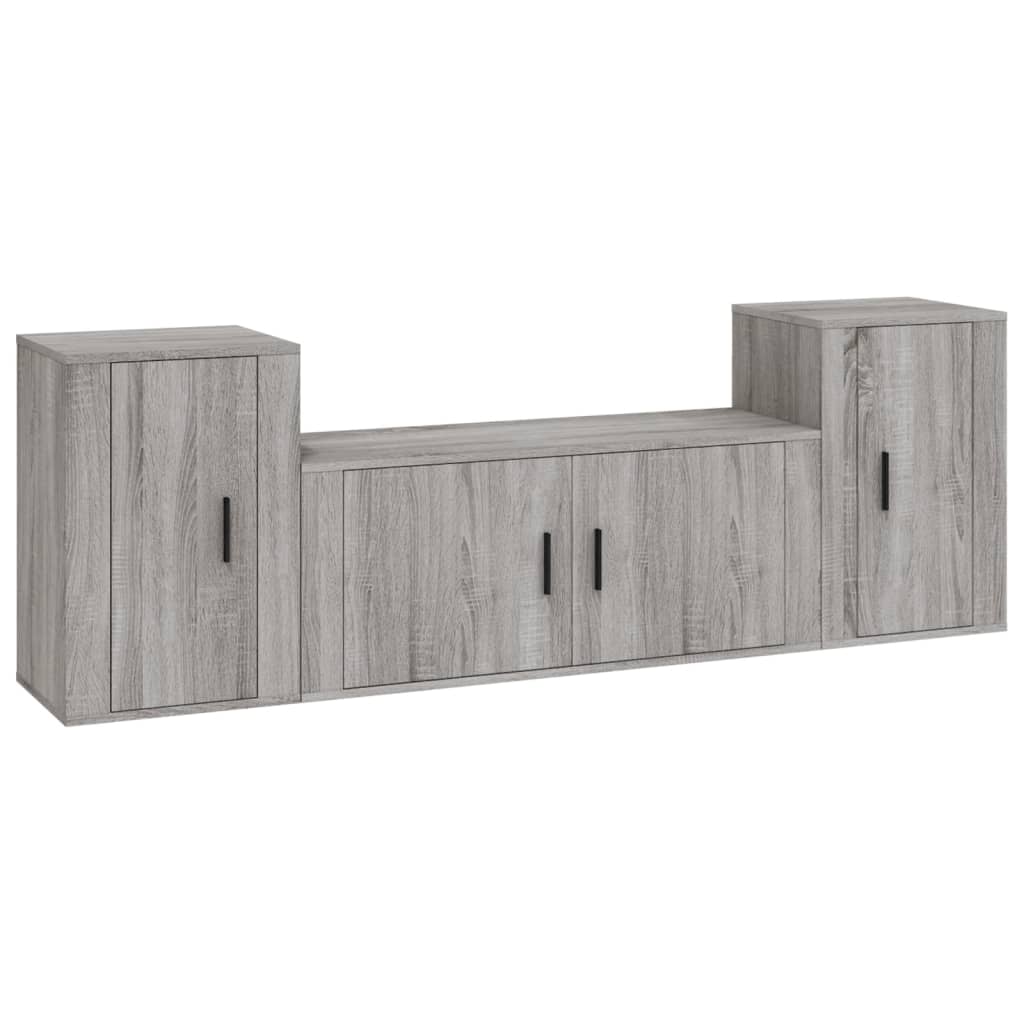 3-tlg. TV-Schrank-Set Weiß Holzwerkstoff