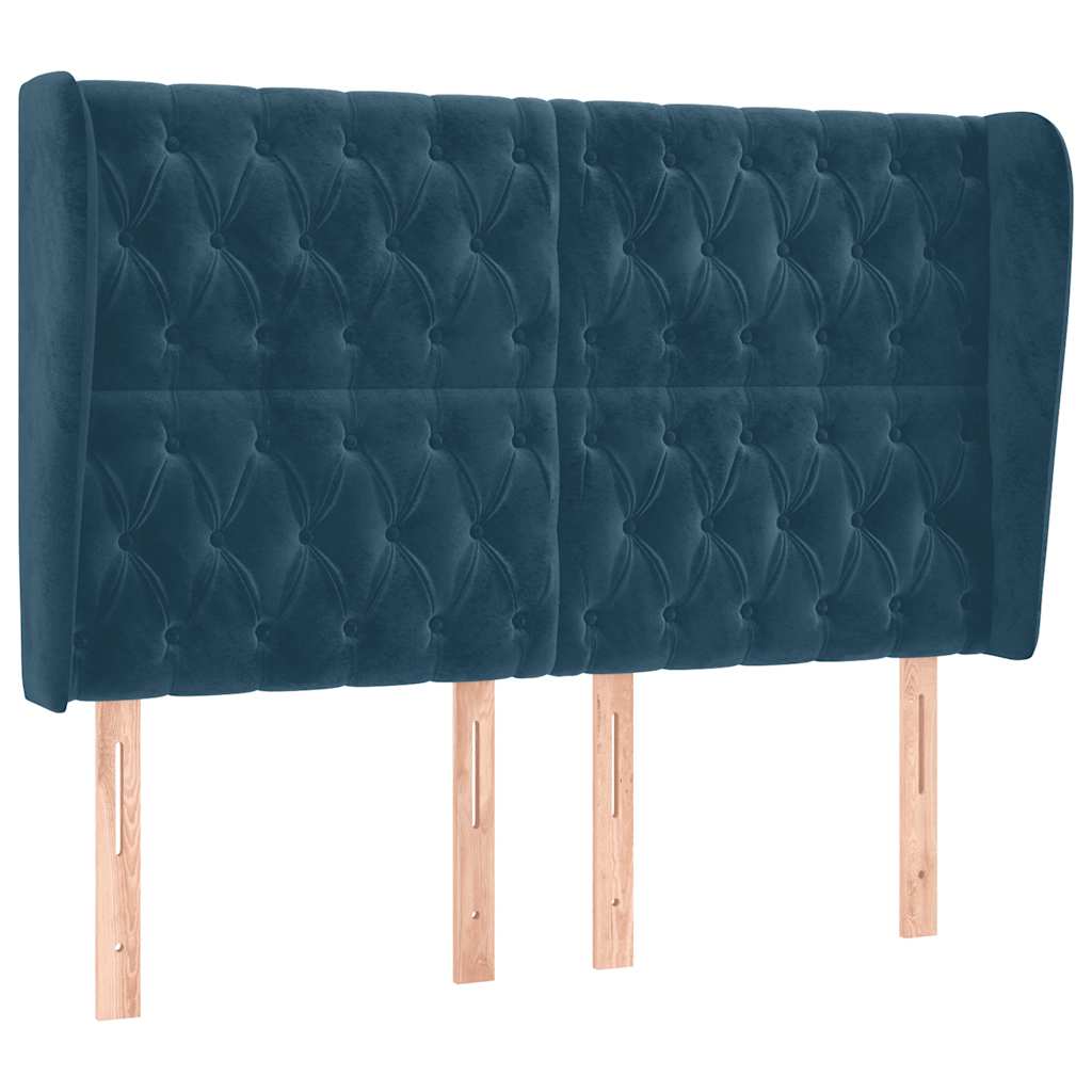 Kopfteil mit Ohren Dunkelblau 93x23x78/88 cm Samt