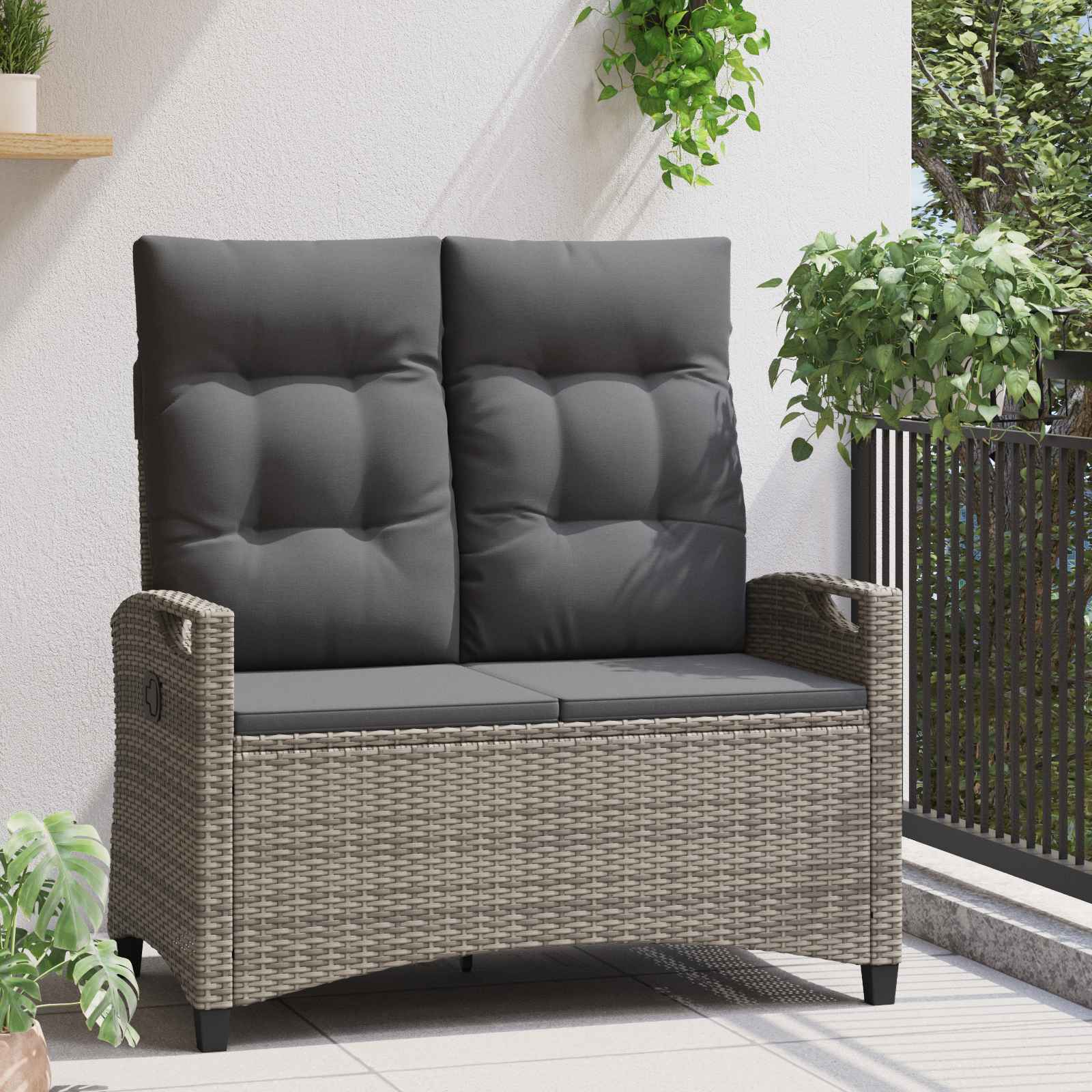 Gartenbank Schwarz 105 x 60 x 112 cm Stahl und Polyester