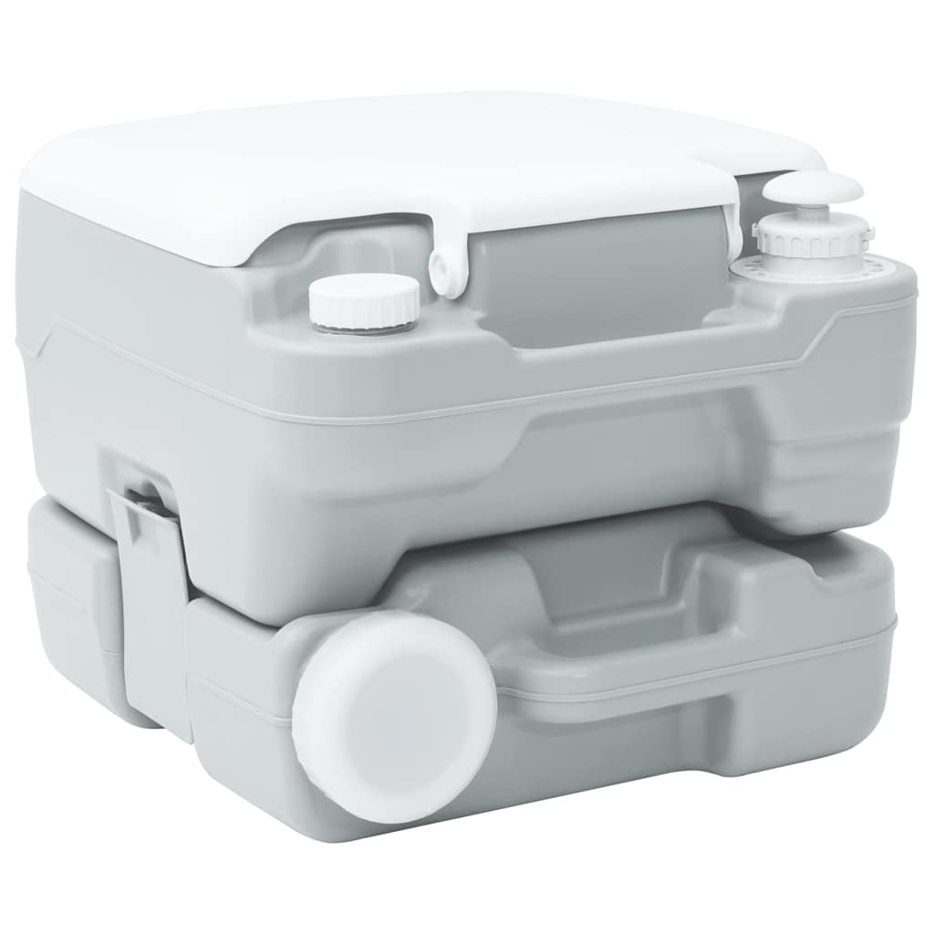 Camping-Toilette Grau und Weiß 41,5 x 36,5 x 37,5 cm