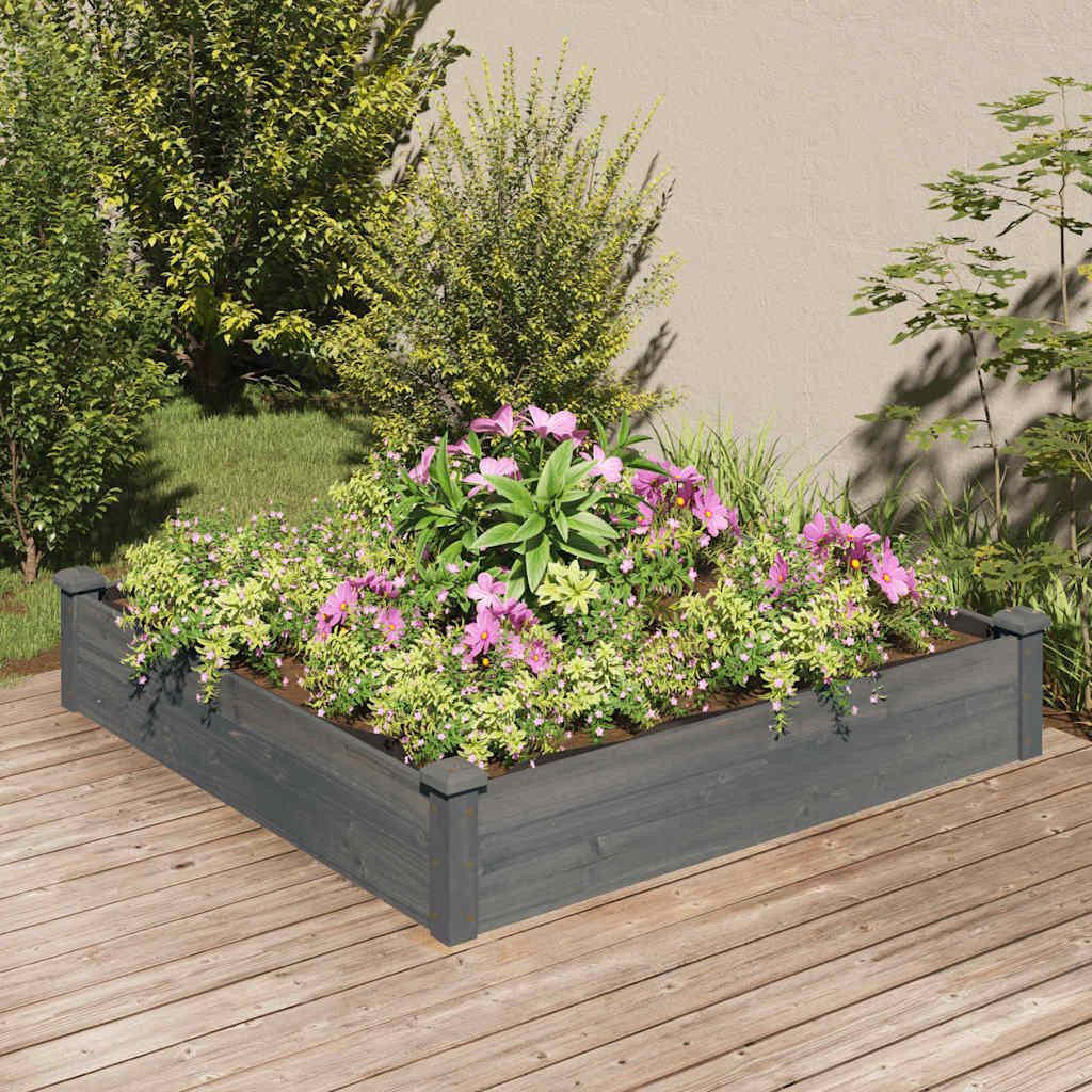 Hochbeet mit Einsatz Grau 120x45x25 cm Massivholz Tanne