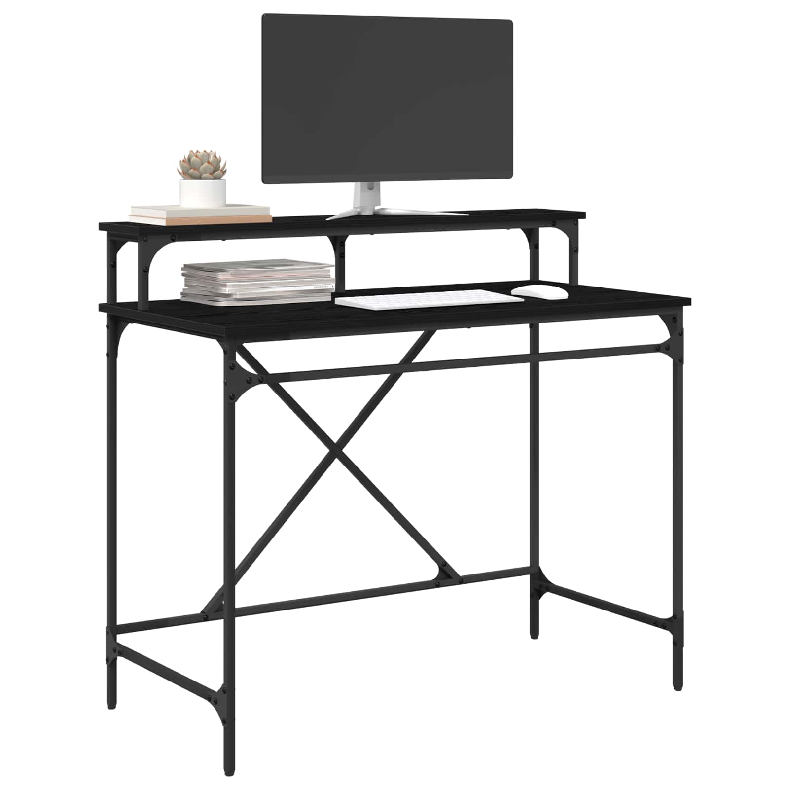 Schreibtisch Sonoma-Eiche 100x50x90 cm Holzwerkstoff und Eisen