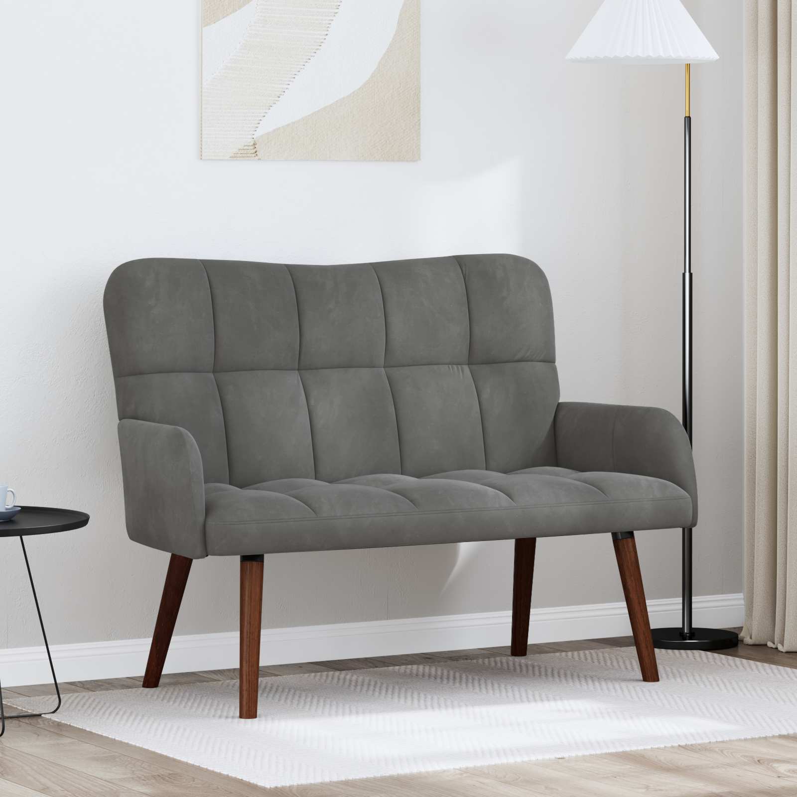 2-Sitzer Sofa Hellgrau 115 x 61 x 87 cm Samt (V)