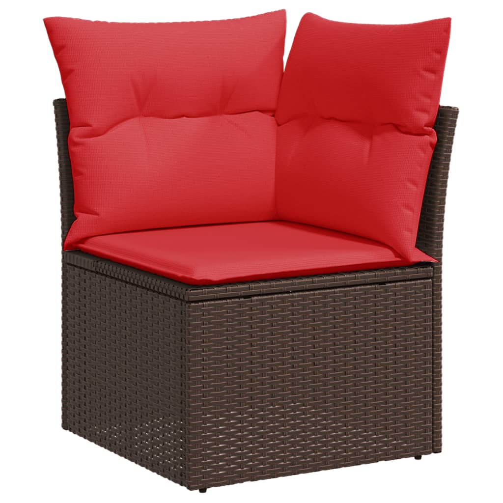 4-teiliges Gartensofa-Set mit Kissen, schwarzes Polyrattan