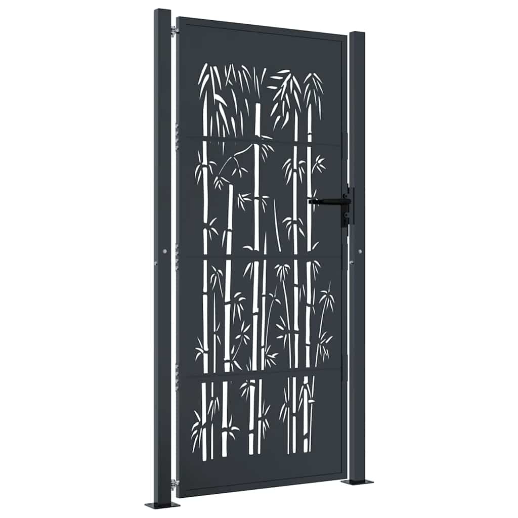 Gartentor Anthrazit 100x75 cm Stahl Bambus-Design