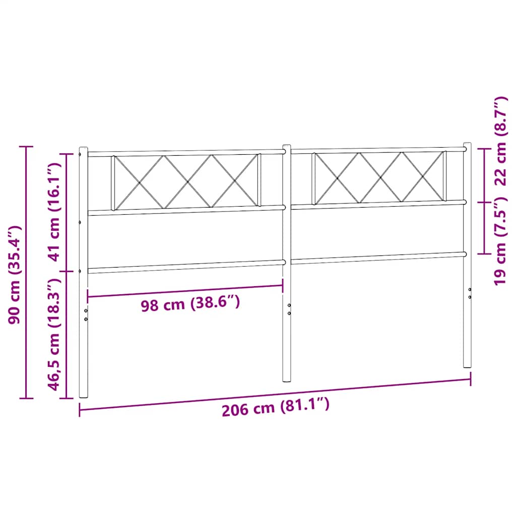 Ersatz-Kopfteil Metall Schwarz 100 cm