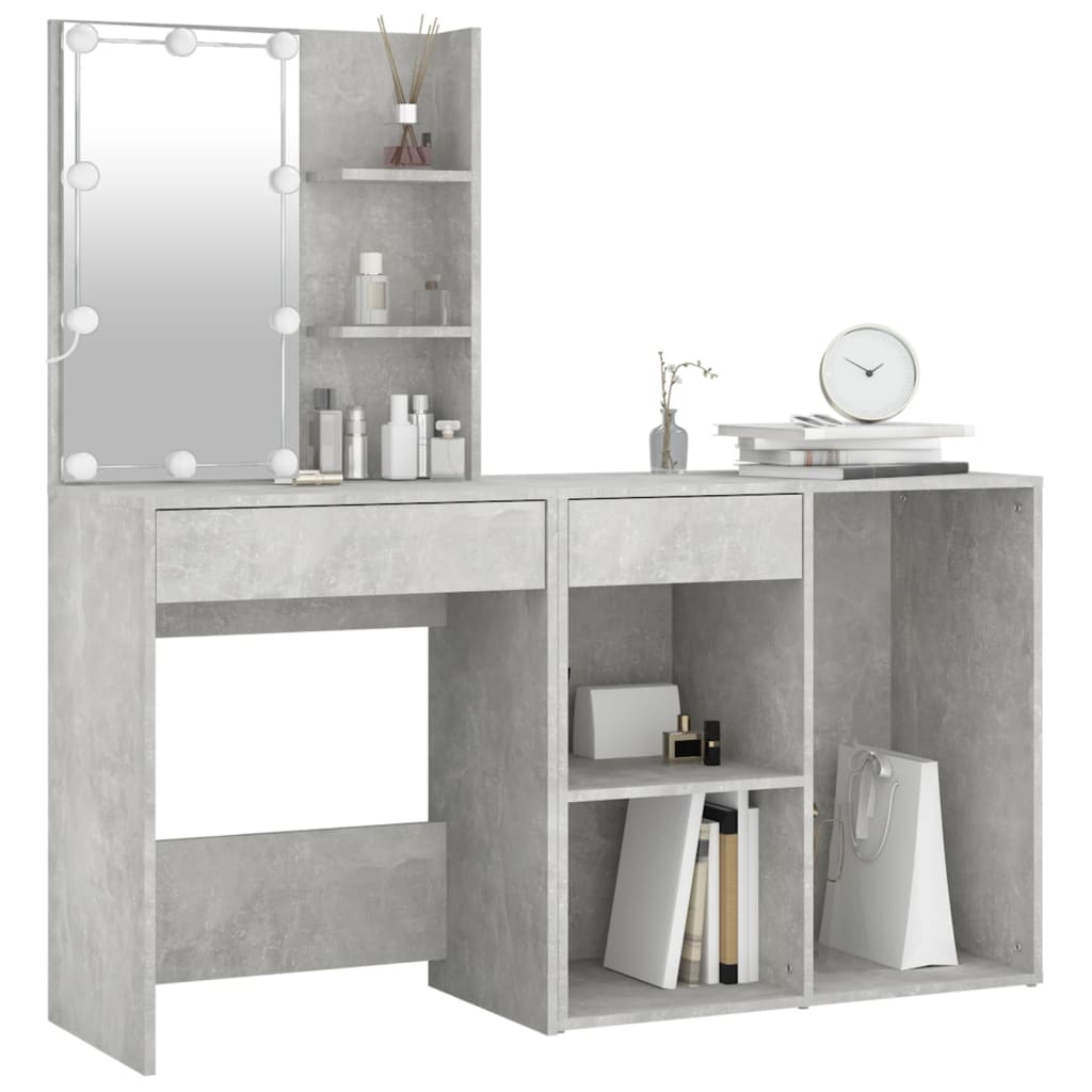 LED-Schminktisch mit Schrank Weiß Holzwerkstoff