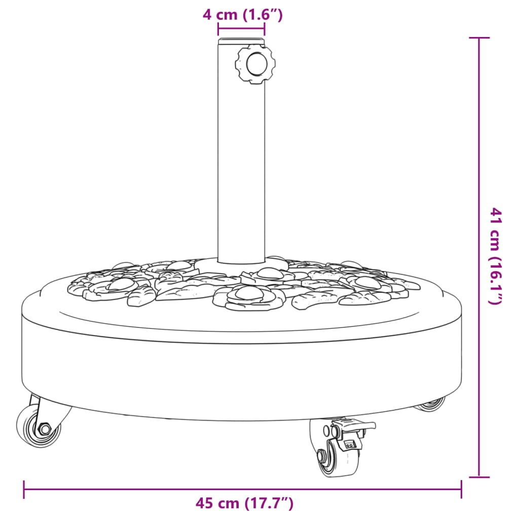 Sonnenschirmständer für Ø38/48 mm Mast 9 kg Halbrund