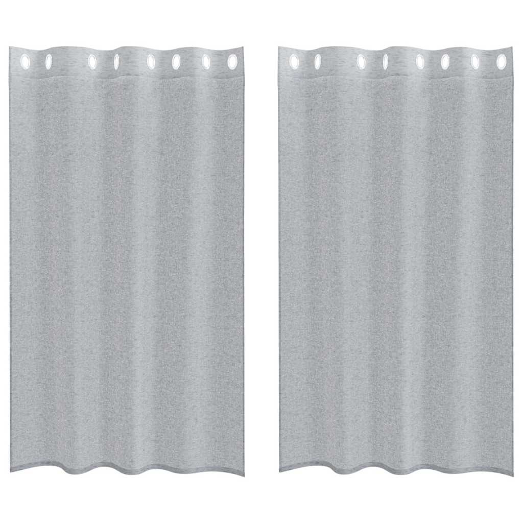 Voile-Vorhang mit Vorhängen 2 pcs Weiß 140 x 140 cm Polyester