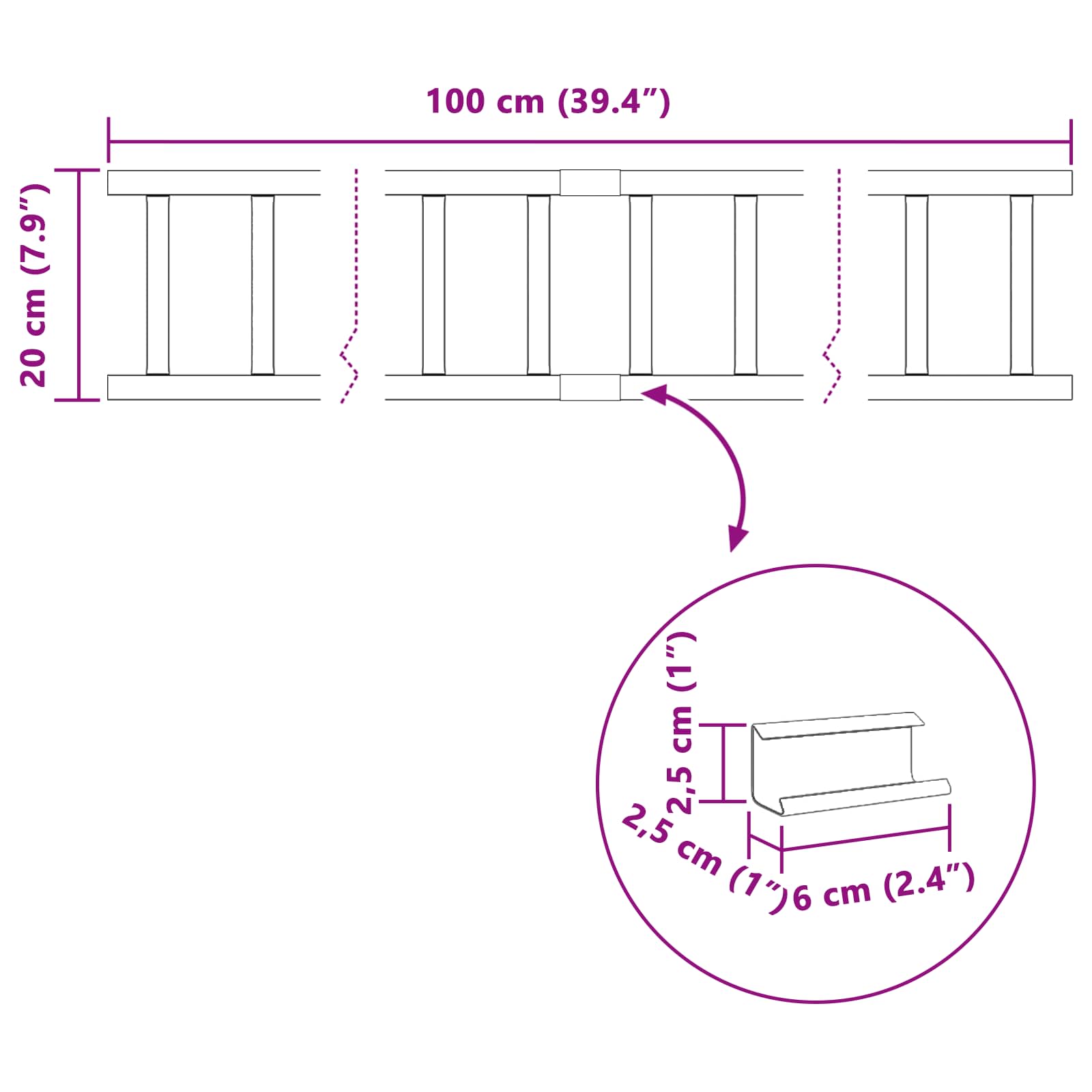 Dachschneeschild Anthrazit 100 x 2,5 x 20 cm Stahl