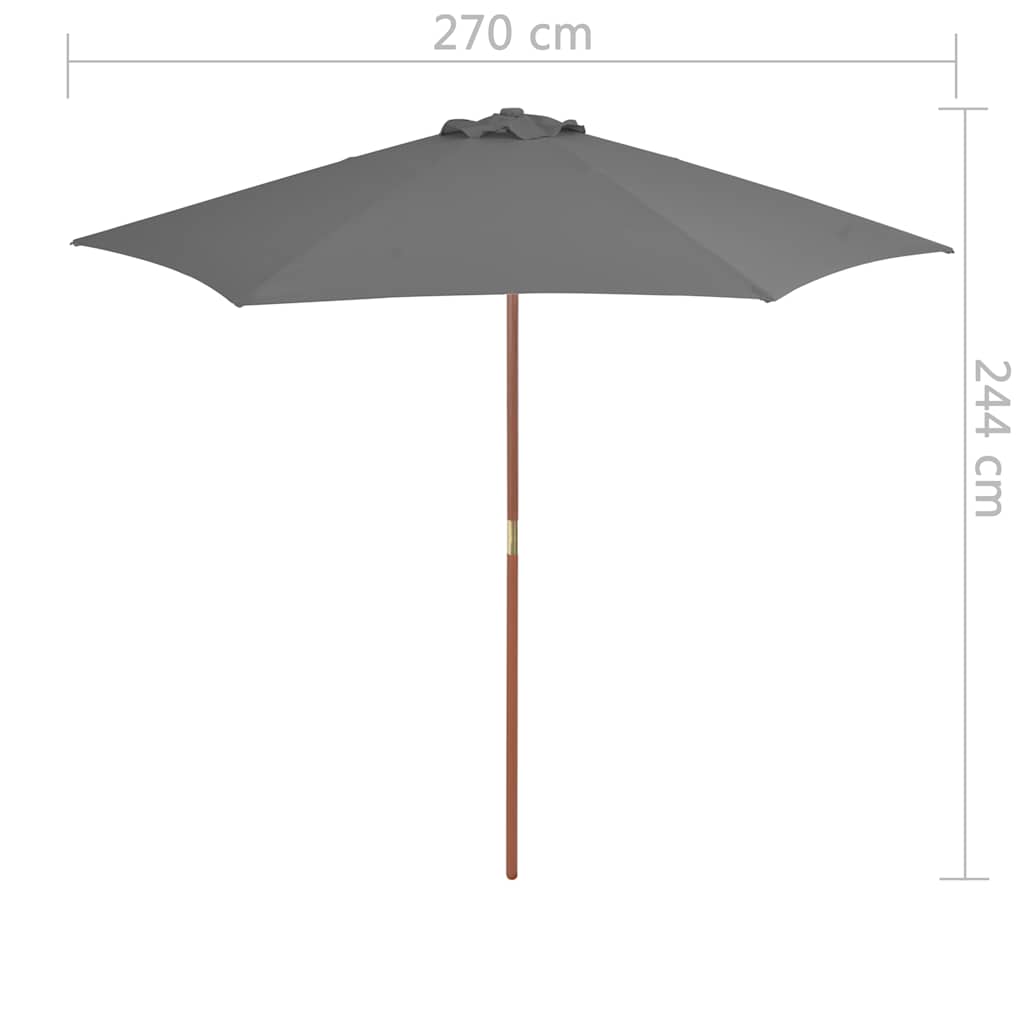 Sonnenschirm mit Holz-Mast 270 cm Blau