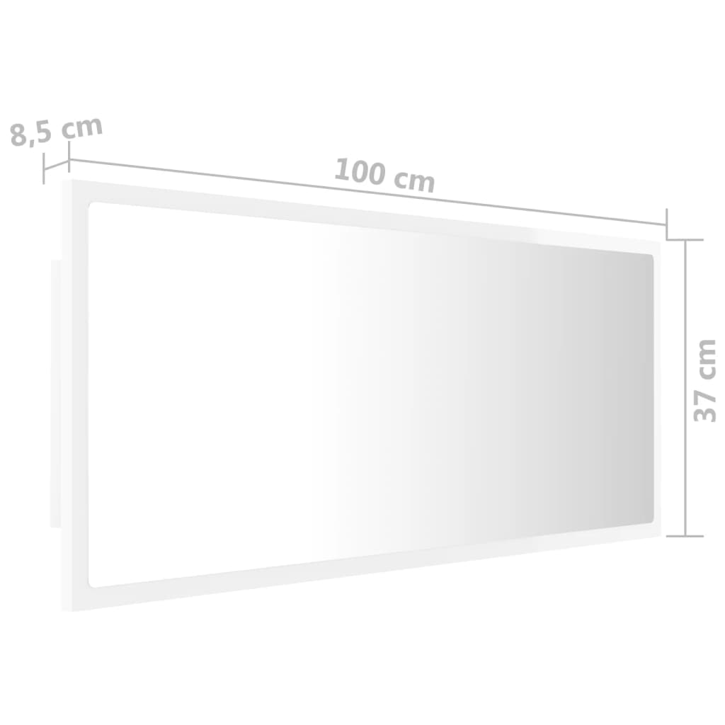 LED-Badspiegel Weiß 100x8,5x37 cm Acryl