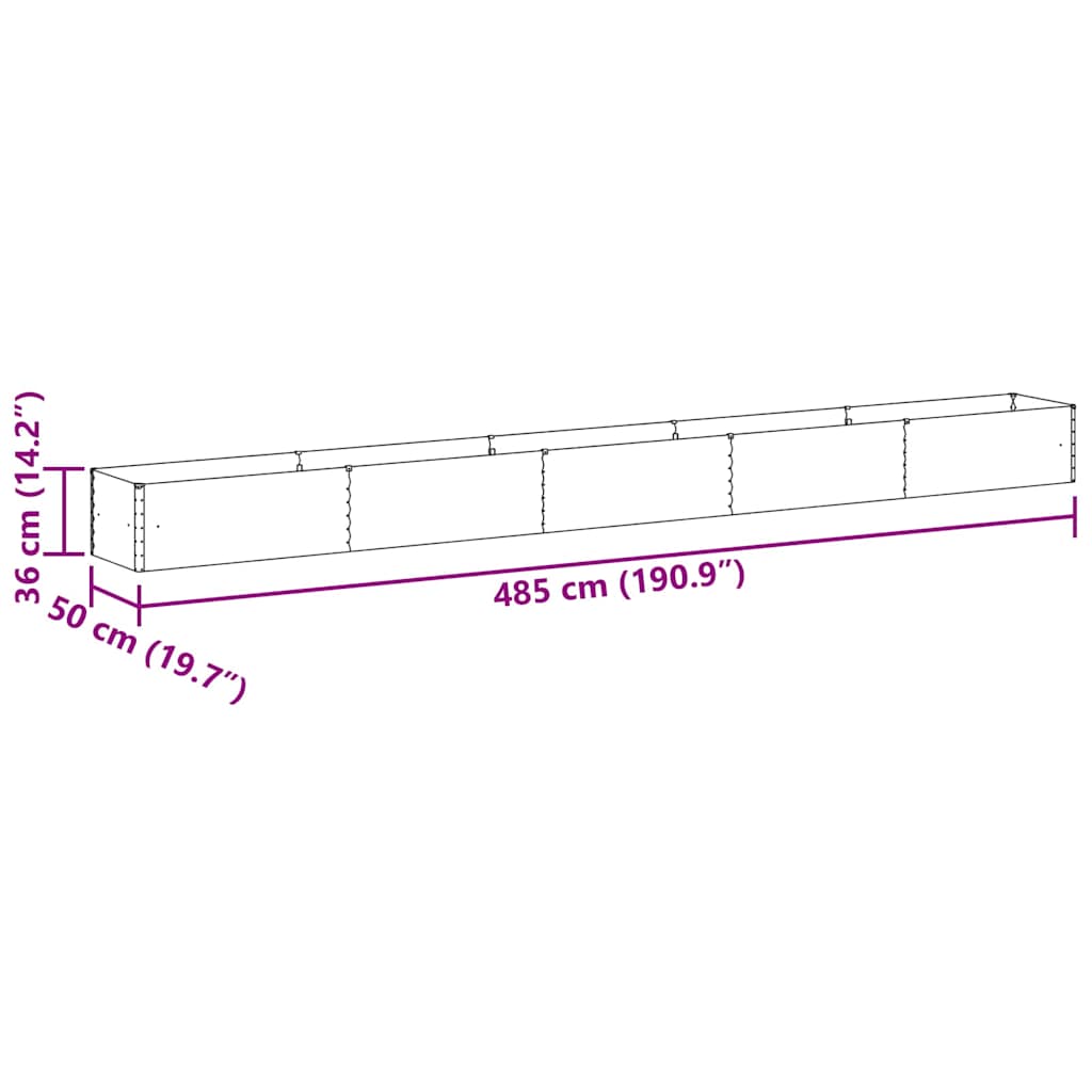 Garten-Hochbeet 100 x 50 x 36 cm Cortenstahl