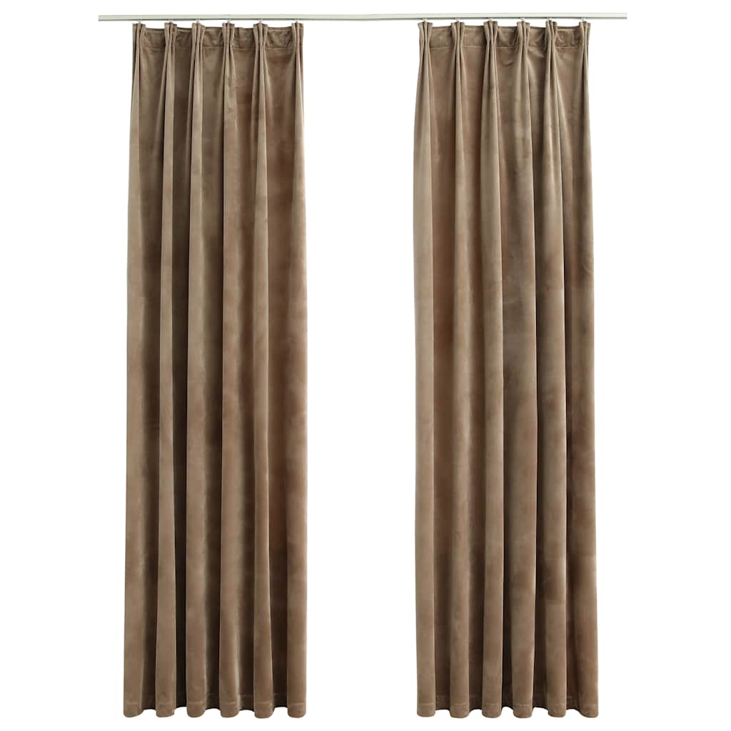 Verdunkelungsvorhänge mit Haken 2 Stk. Samt Schwarz 140x175 cm