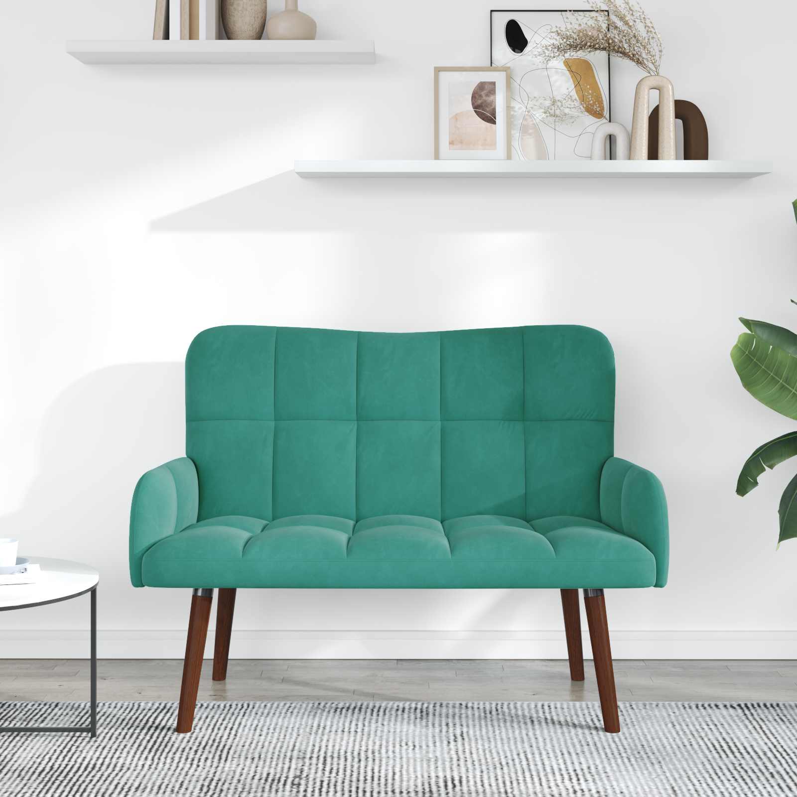 2-Sitzer Sofa Hellgrau 115 x 61 x 87 cm Samt (V)